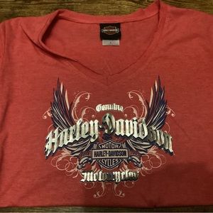 Harley Davidson Women t-shirt orange/rust color large